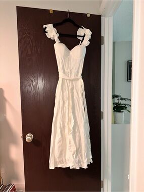 Dress Forum White Ruffle Strap Maxi Dress